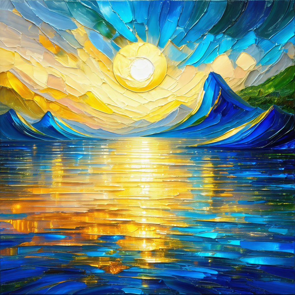 Beautiful sunset over a large body of water, possibly an ...