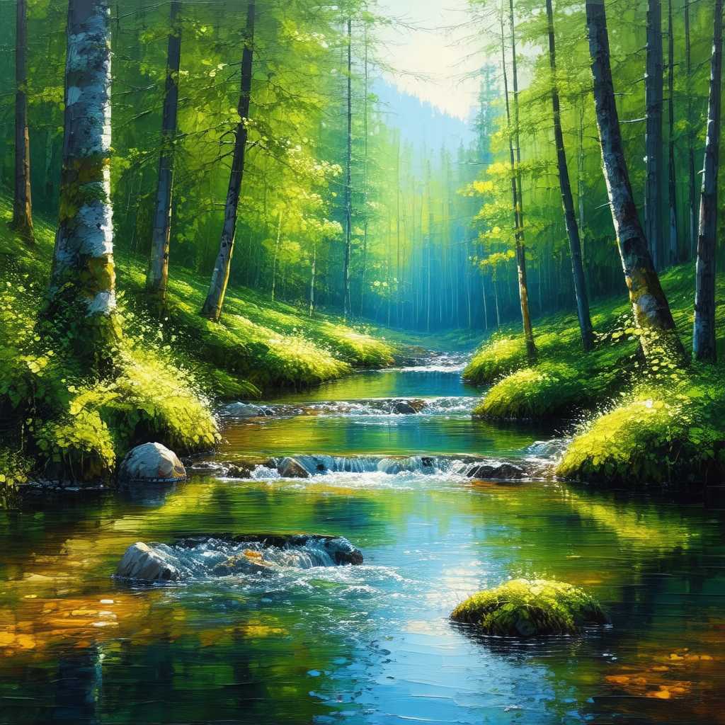 Serene scene of a river flowing through a forest