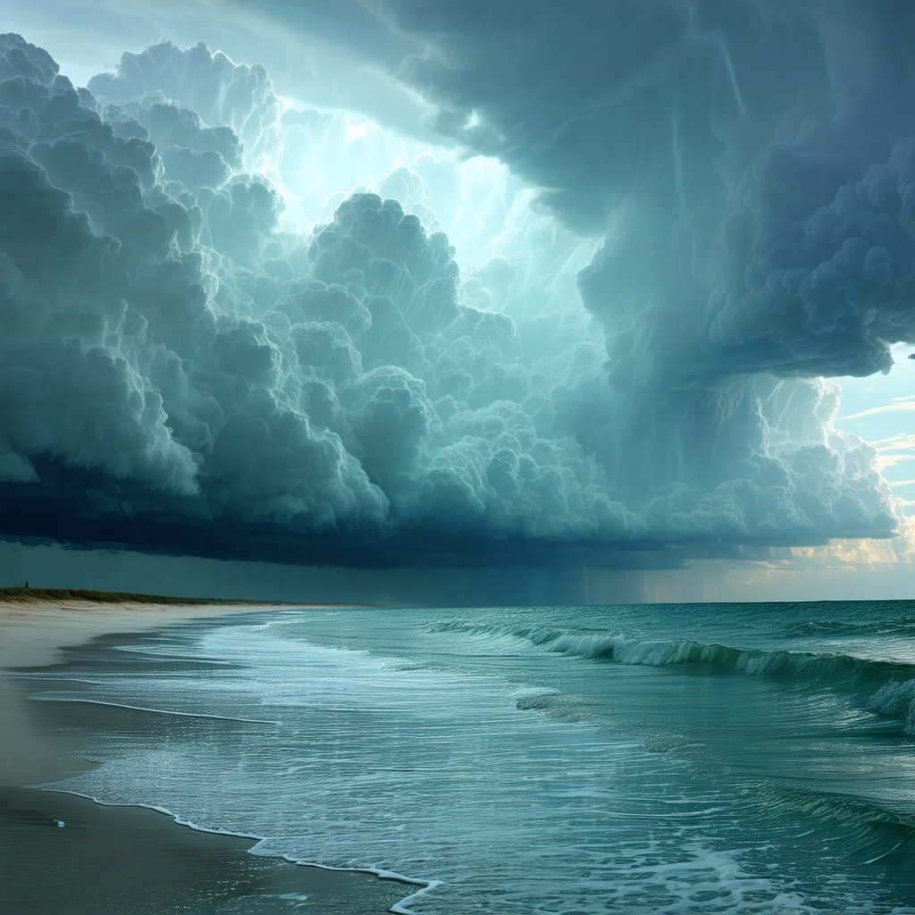 Beach with a large body of water, possibly an ocean, in t...