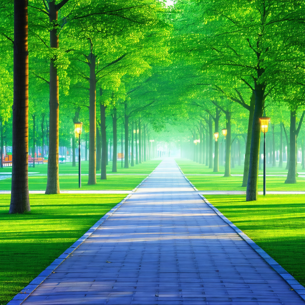 Long, tree-lined pathway in a park