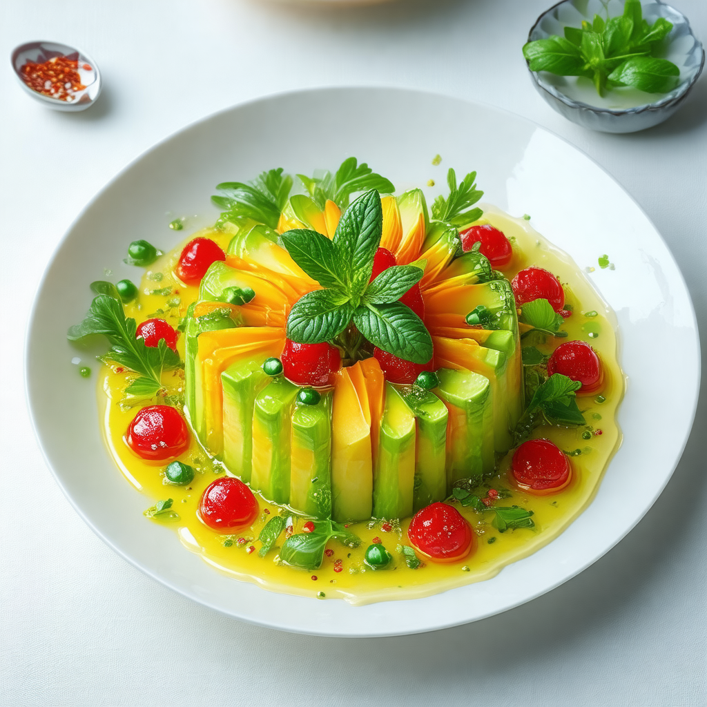 White plate with a colorful fruit salad on it