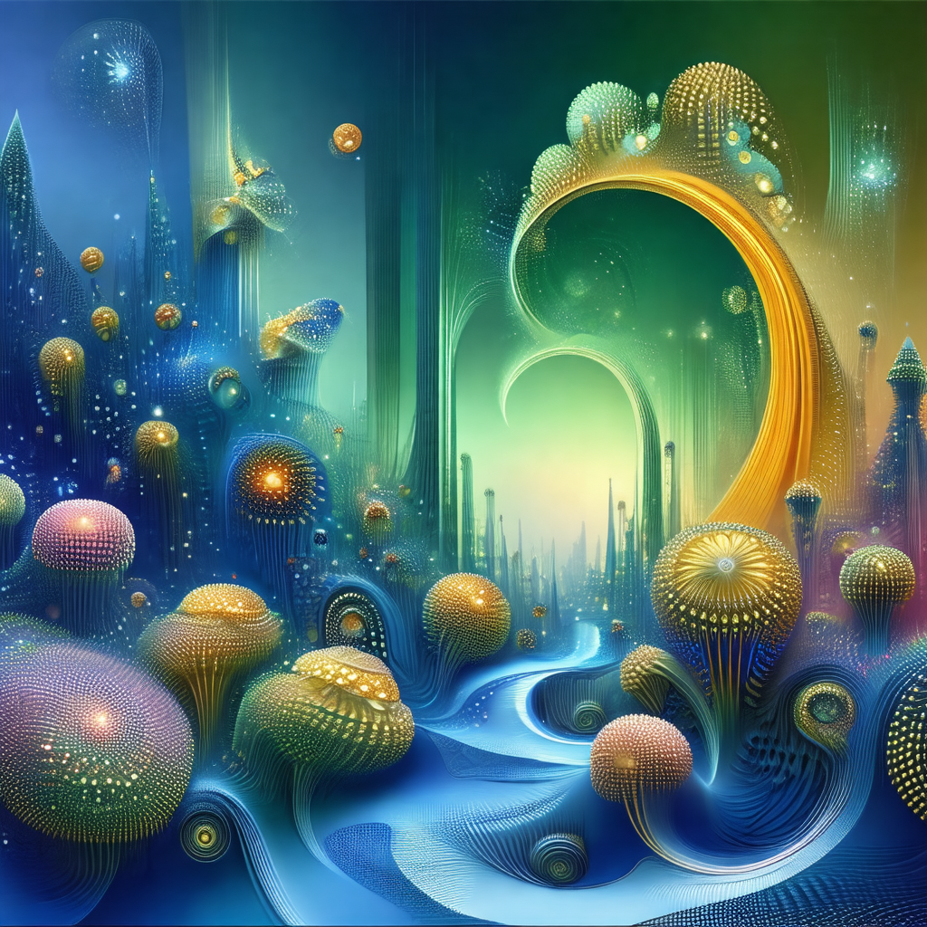 Vibrant and colorful painting of a futuristic cityscape