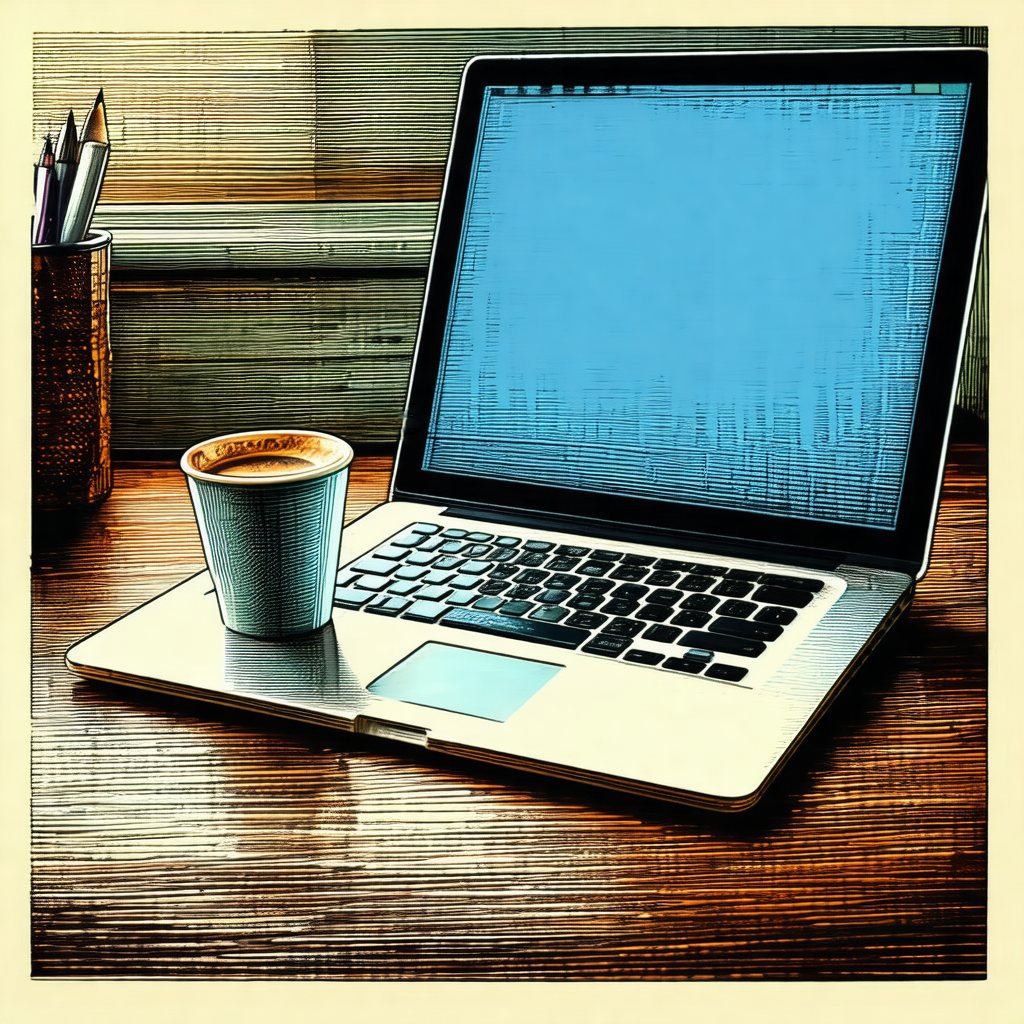 Laptop computer sitting on a wooden desk