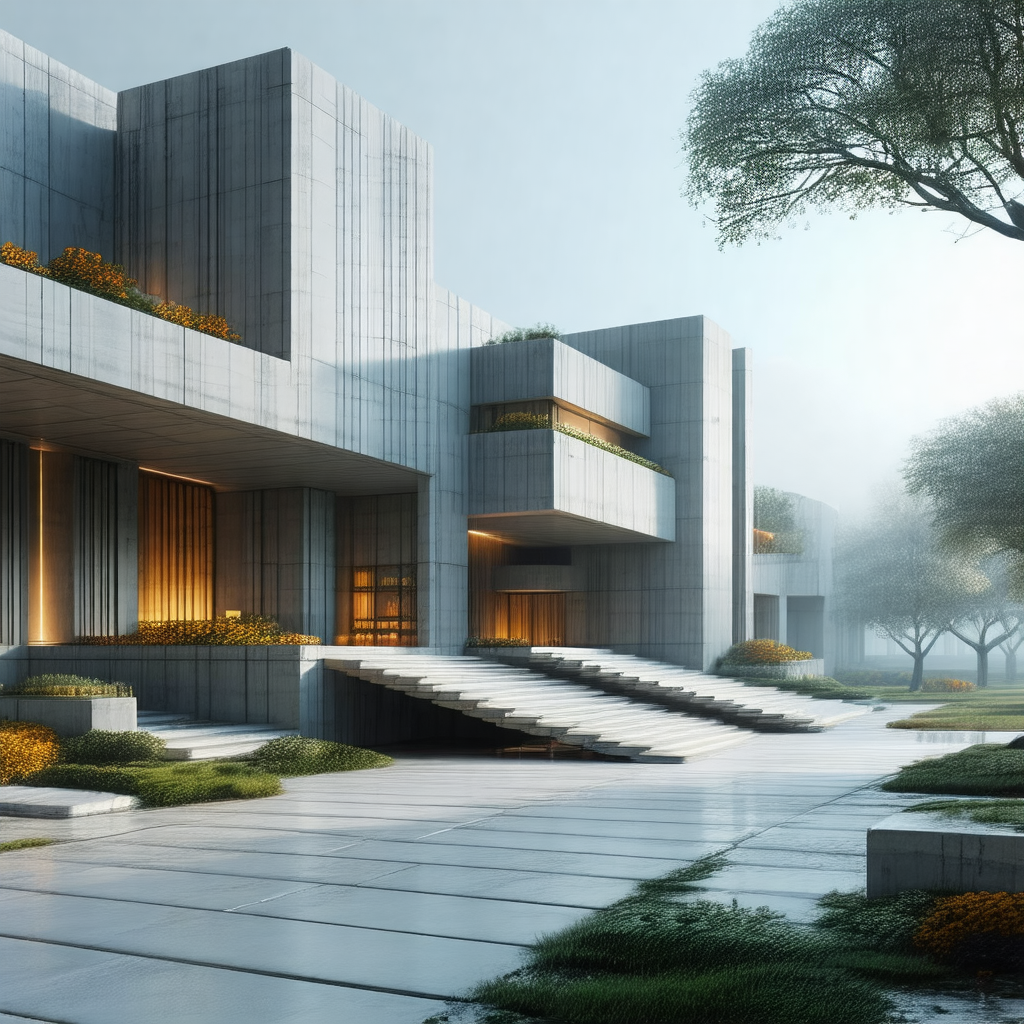 Large, modern building with a white facade