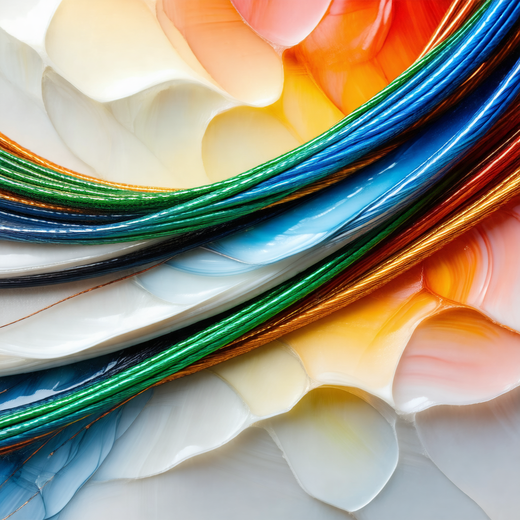 Close-up of a variety of colored wires, including blue, g...