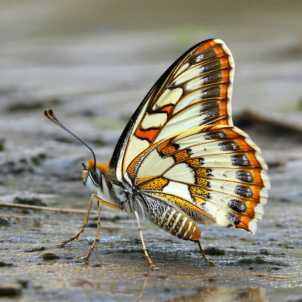 Beautiful butterfly with a striking orange and white colo...