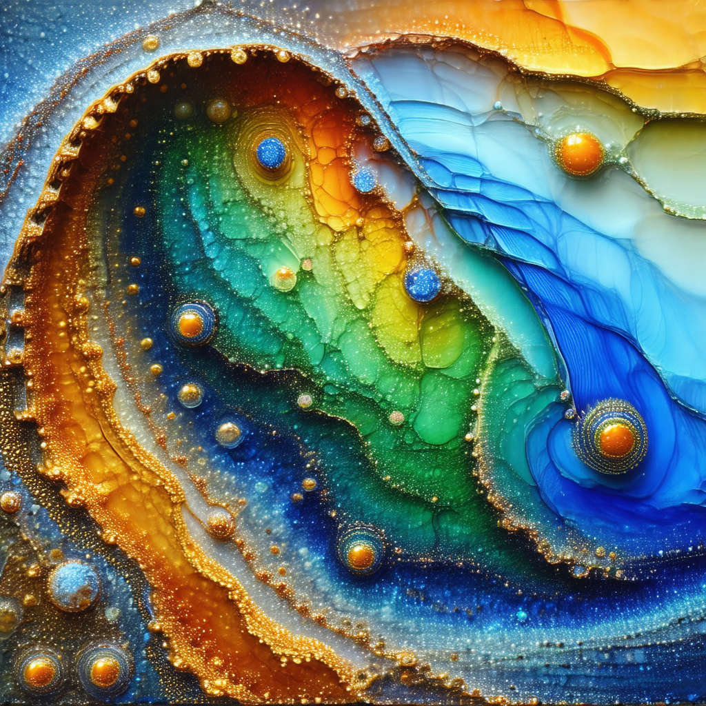 Close-up of a colorful glass sculpture, possibly a painti...