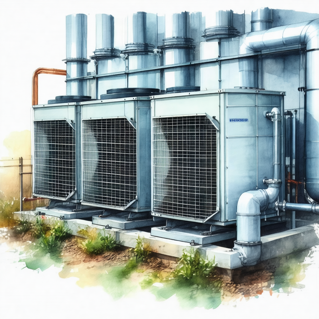 Colorful drawing of a large industrial air conditioning unit
