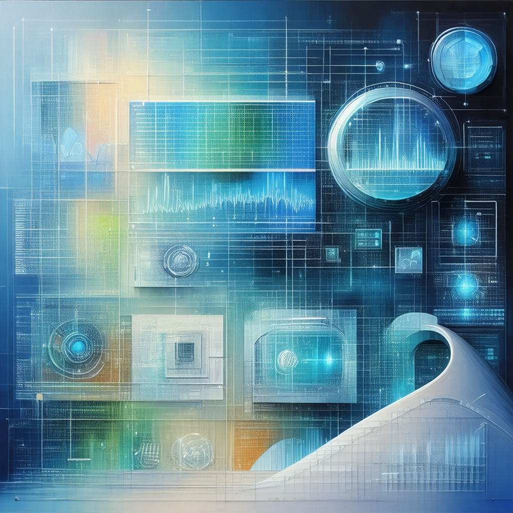 Futuristic, computer-generated artwork featuring a variet...