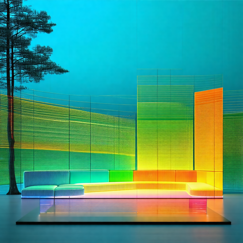 Futuristic-looking bench with a colorful, glowing design
