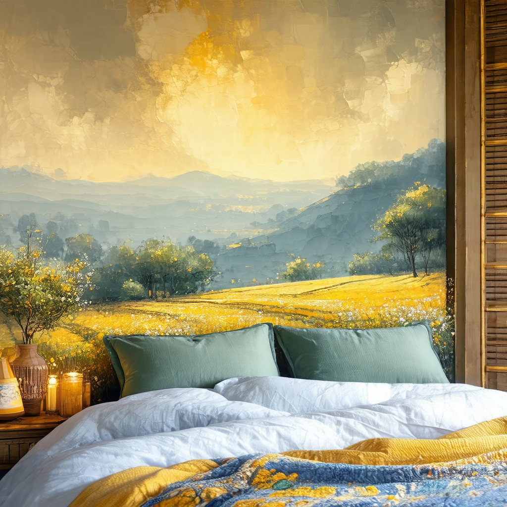 Cozy bedroom with a large bed situated in the center of t...