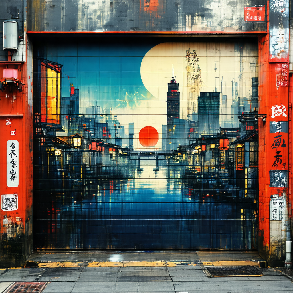 Large mural painted on the side of a building, depicting ...