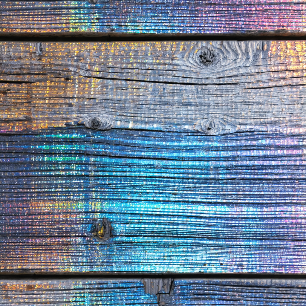 Wooden plank with a blue and purple hue