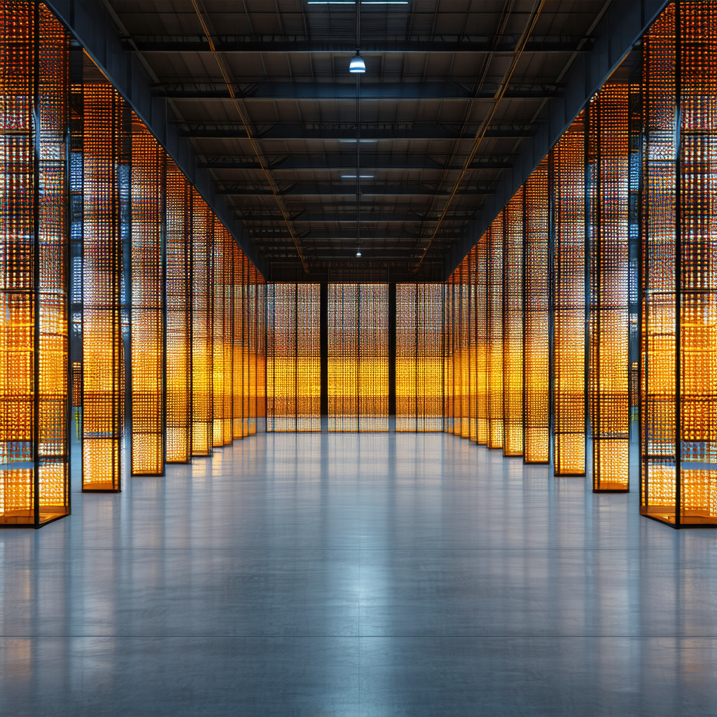 Large, empty room with a long hallway
