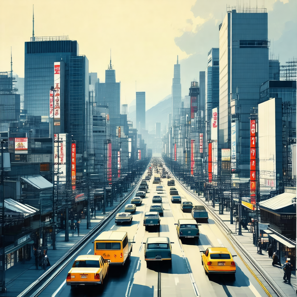 Busy city street filled with traffic
