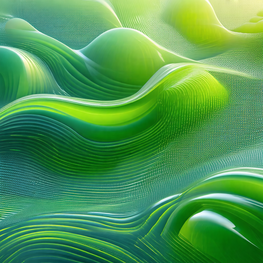 Lush green landscape with a variety of shapes and textures