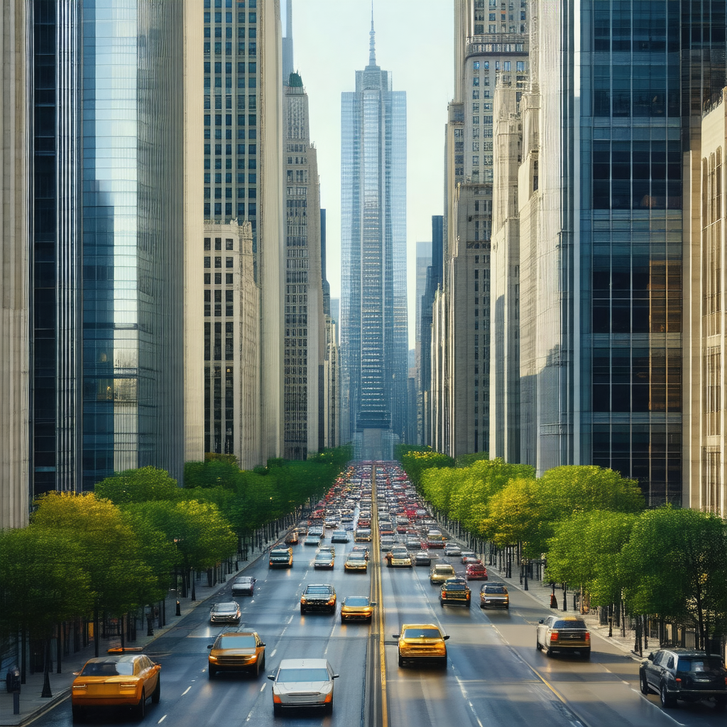Busy city street filled with traffic