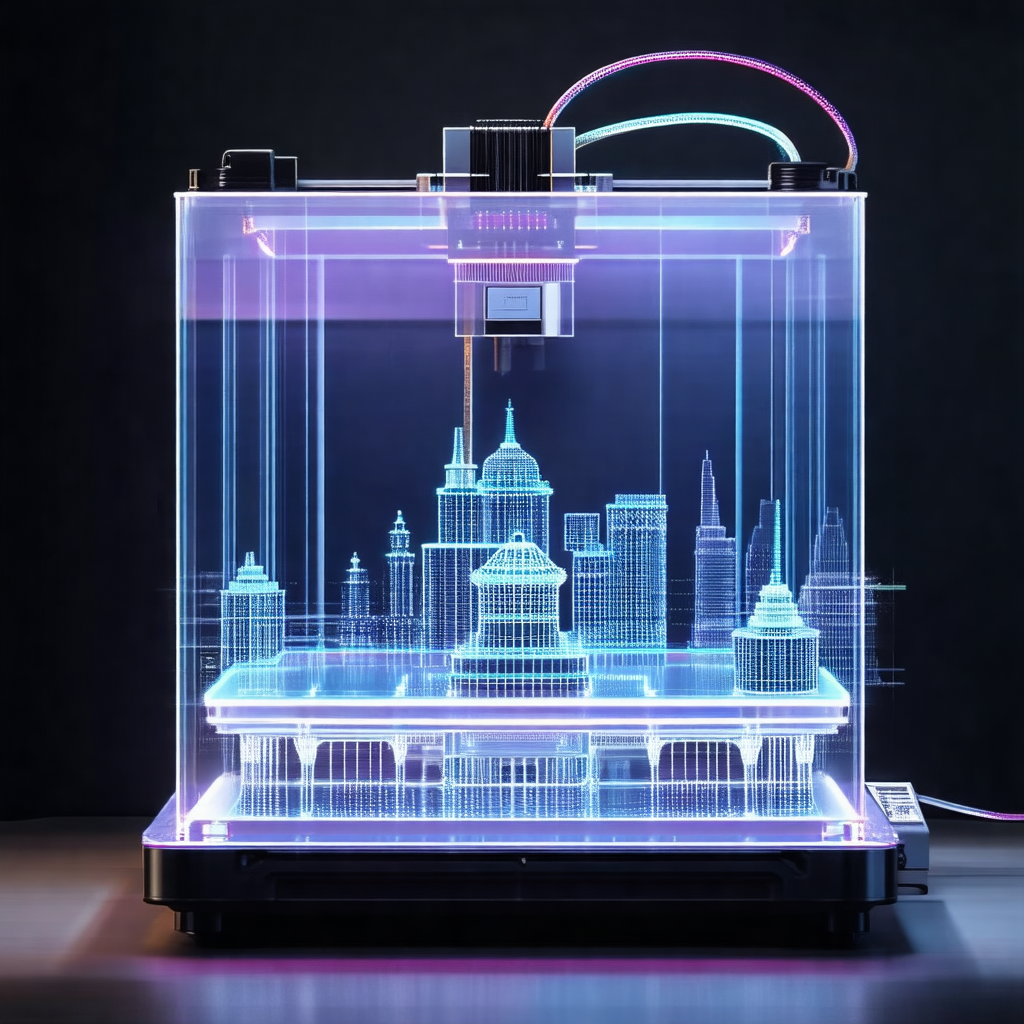 3d printer in action, creating a model of a city