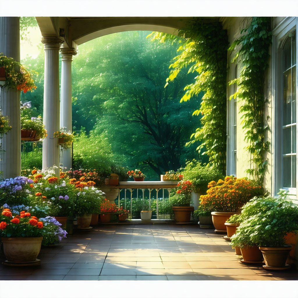 Beautiful garden with a variety of flowers and plants
