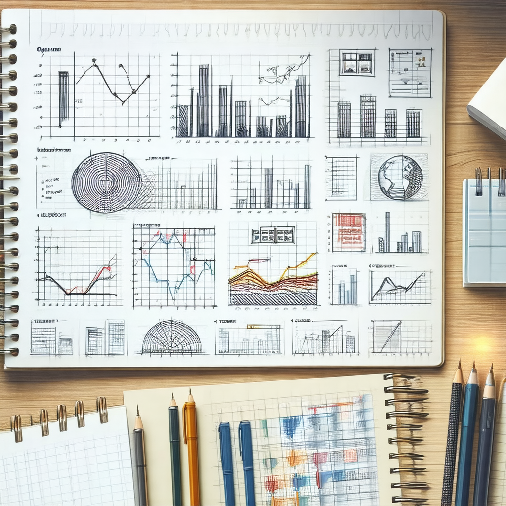 Book with a variety of graphs and diagrams, including sev...