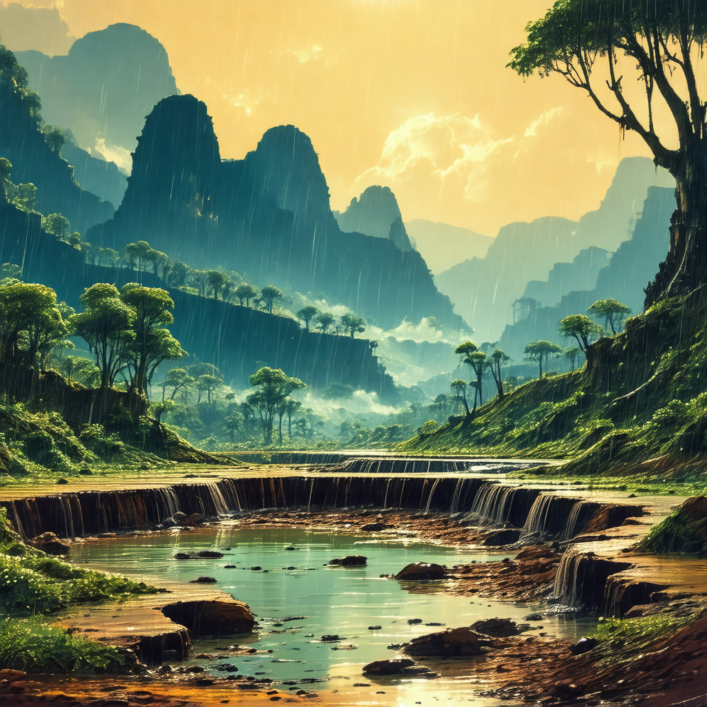 Beautiful landscape with a river flowing through a valley