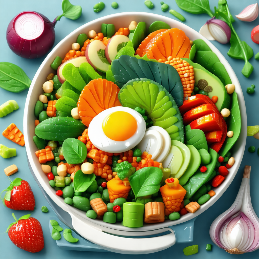 Large bowl filled with a variety of fresh vegetables