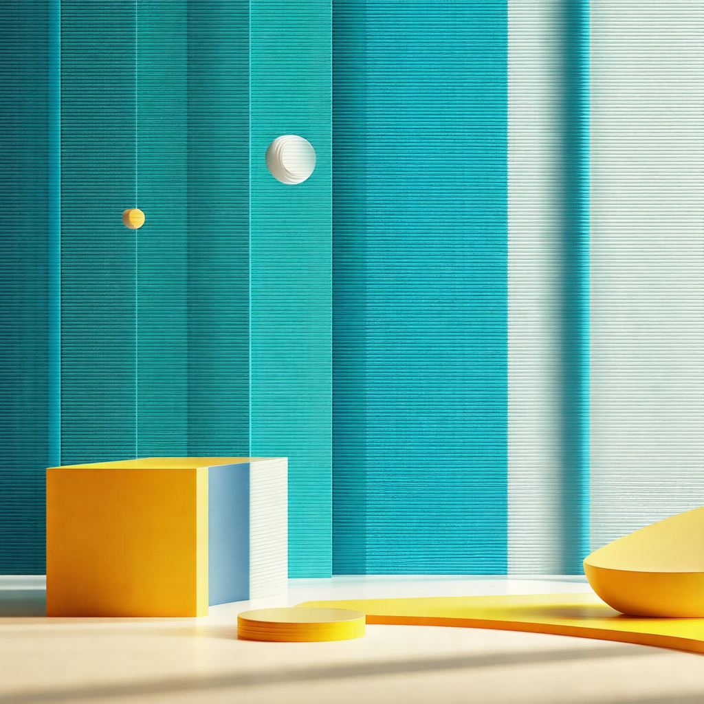 Room with a blue wall and a yellow table