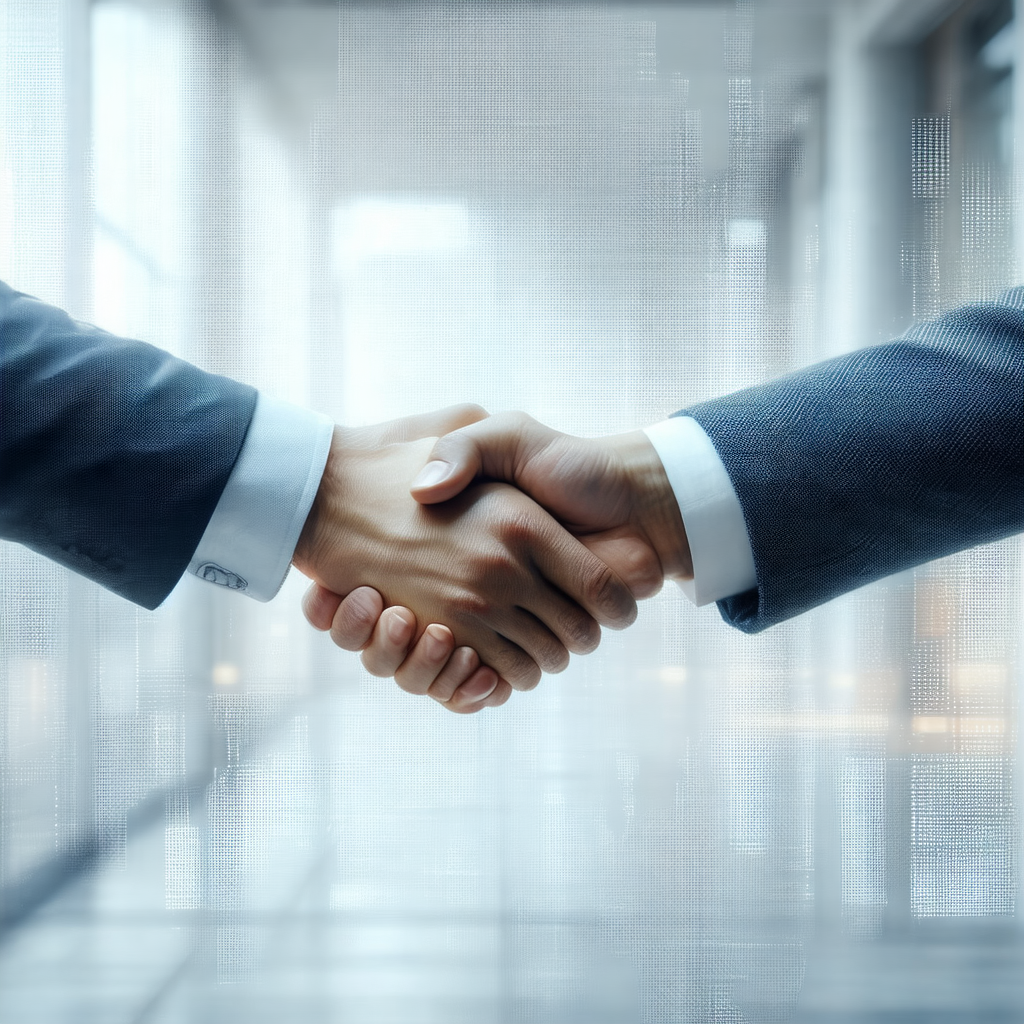 Two men shaking hands in a professional setting