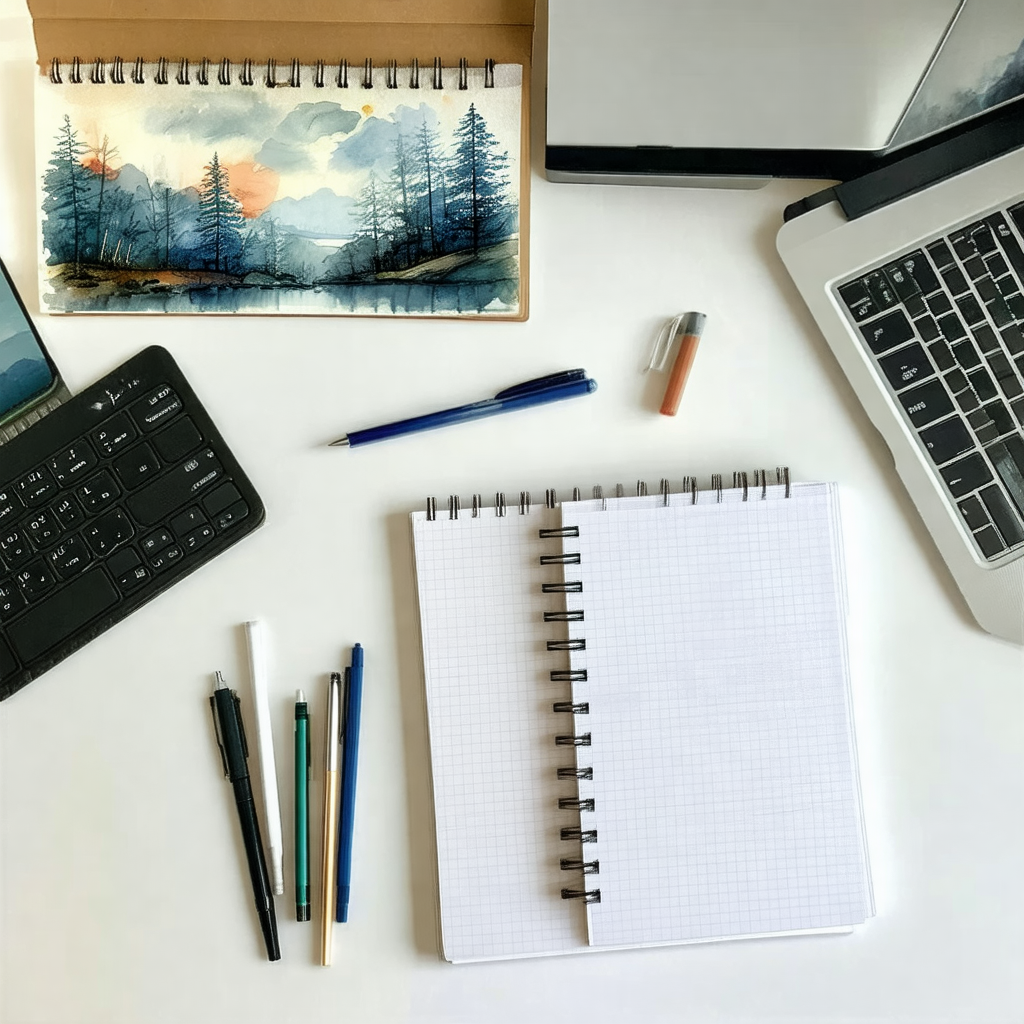 Desk with a variety of items on it