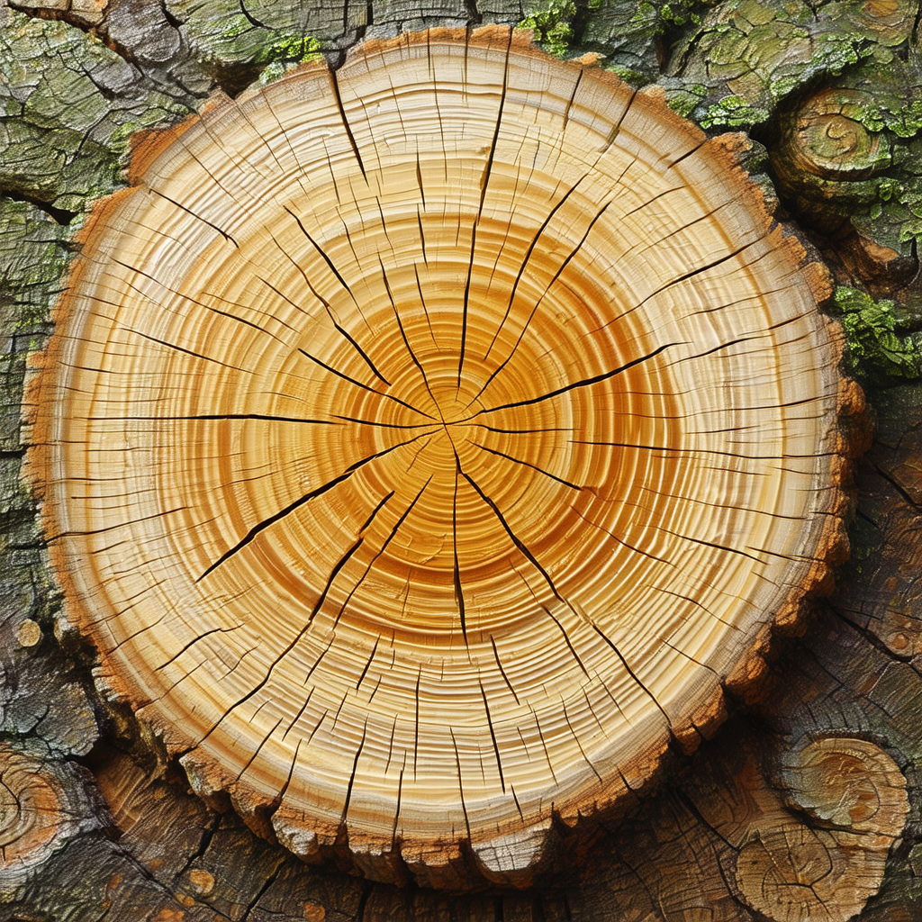 Large tree trunk with a large, round, bark-free section i...