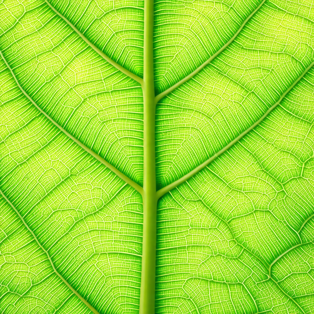 Close-up of a large green leaf, showcasing its intricate ...