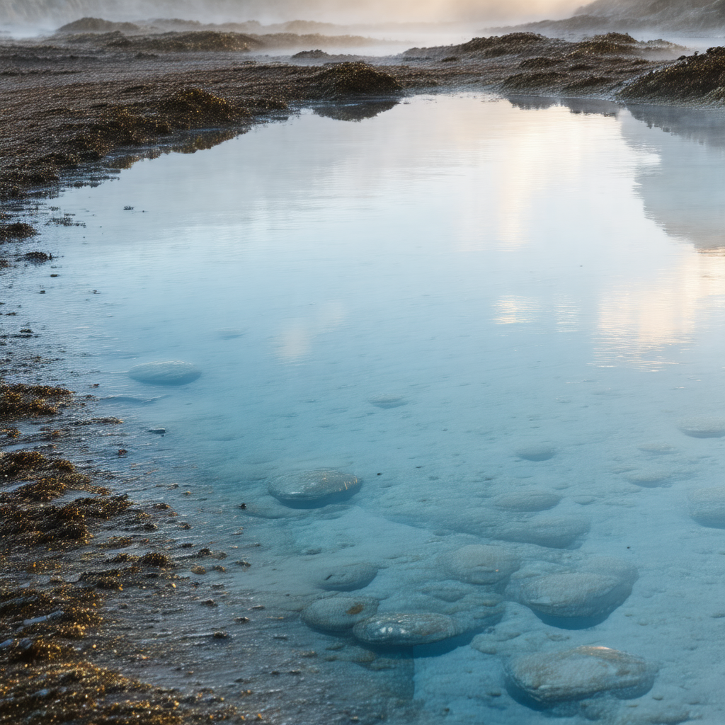 Large body of water, possibly a lake or a river, with a f...