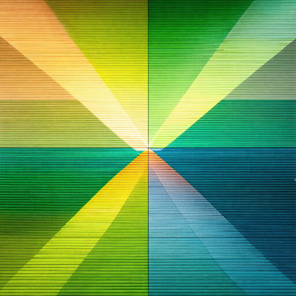 Large, colorful painting of a sunset