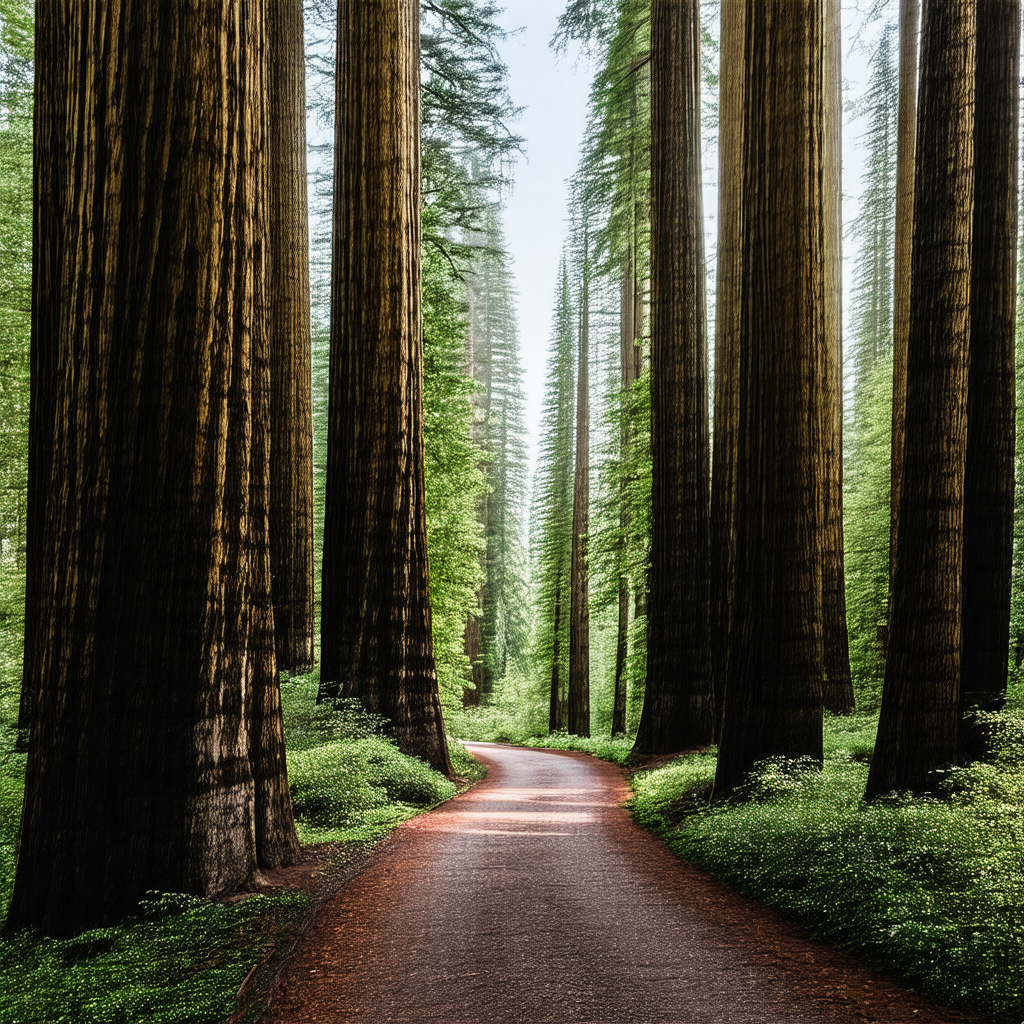 Dirt road surrounded by a lush green forest