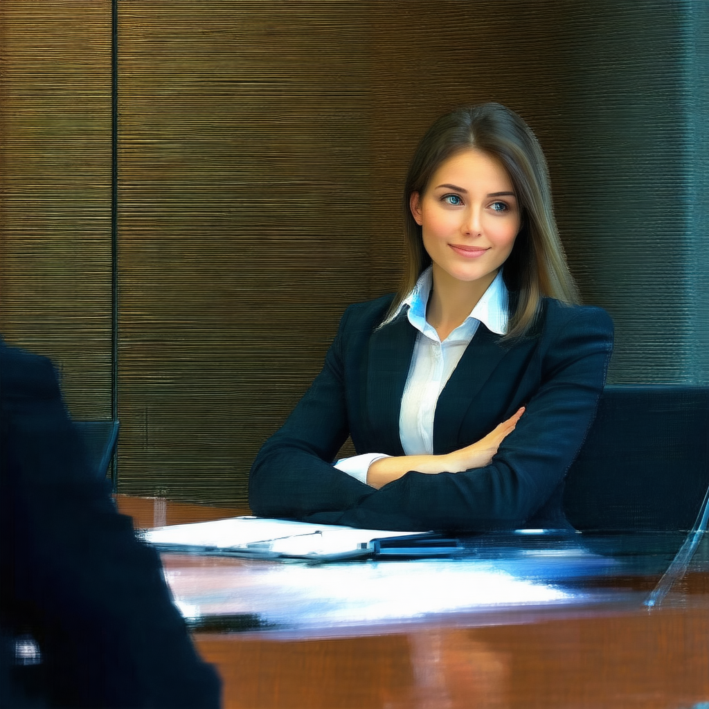 Woman sitting at a desk in an office setting