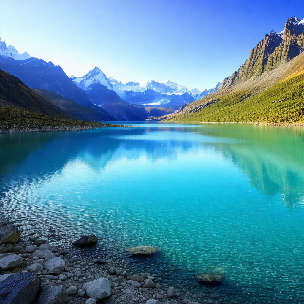 Serene lake surrounded by mountains