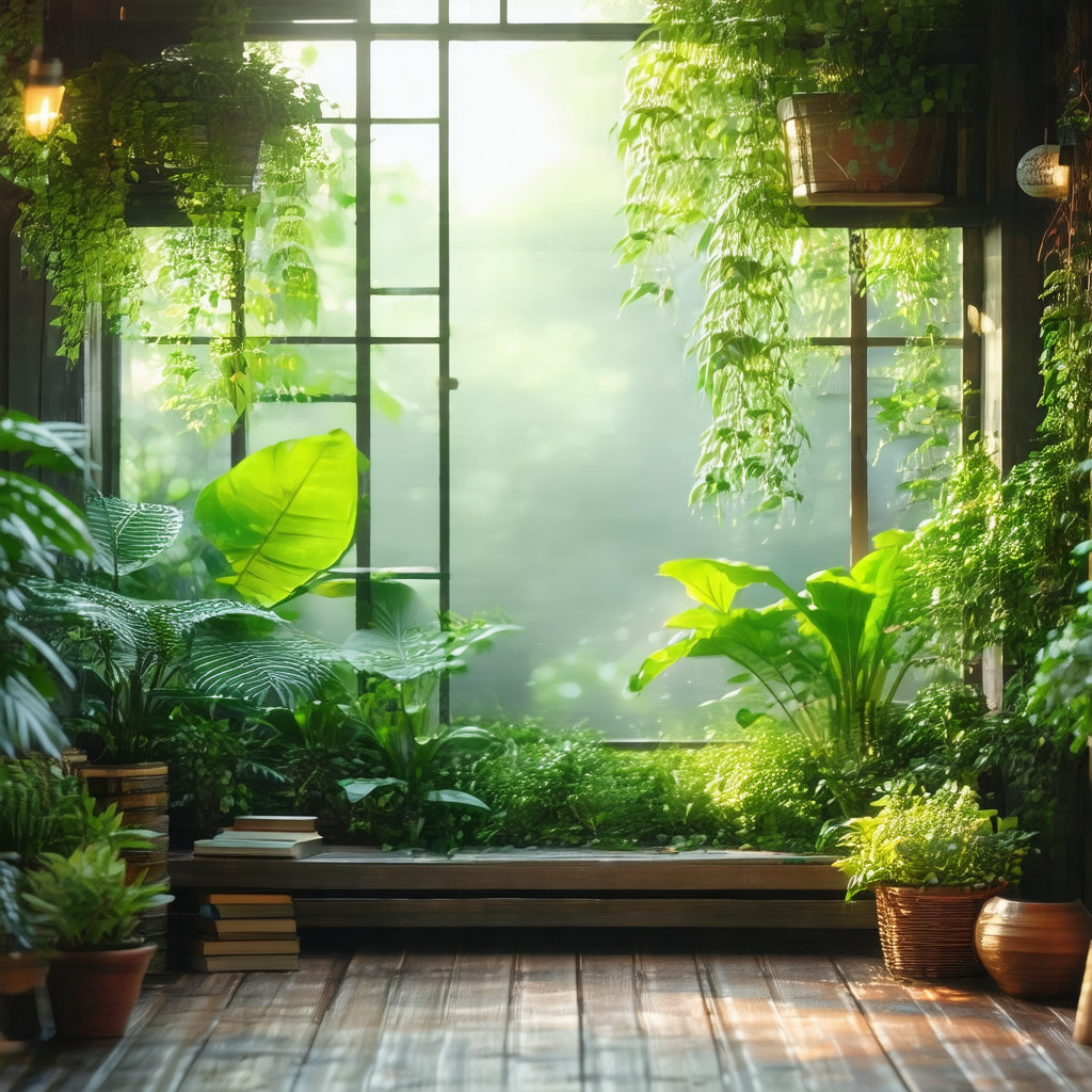 Room with a large window, allowing sunlight to stream in