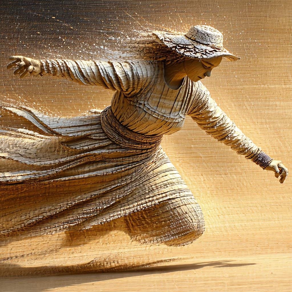 Woman in a long dress, running with her arms outstretched