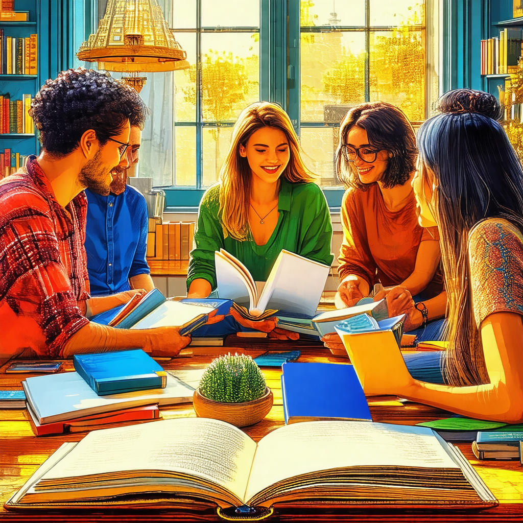 Group of people gathered around a dining table, engaged i...