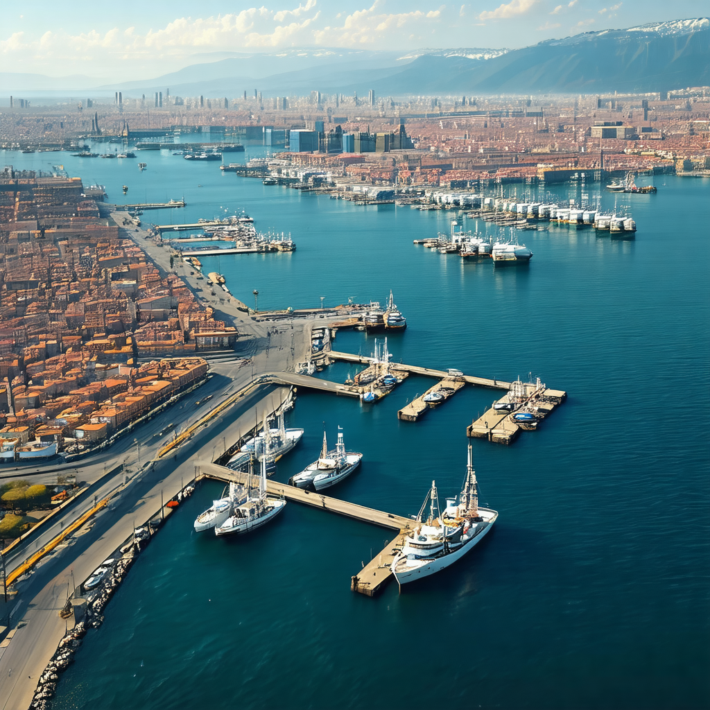 Large harbor filled with numerous boats of various sizes