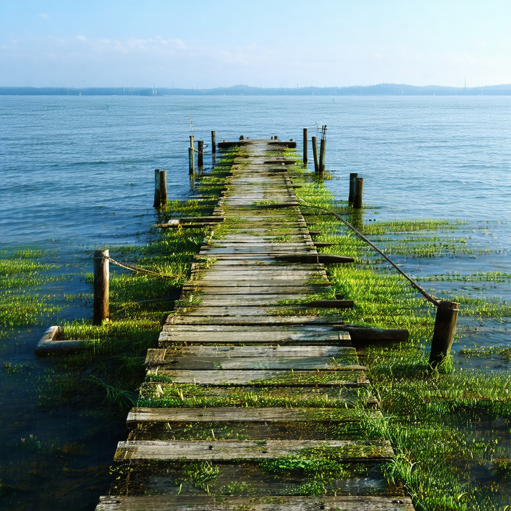 Pier extending out into a body of water, likely a lake