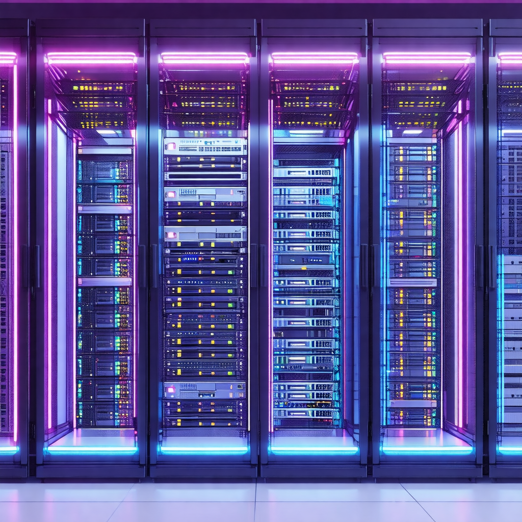 Large server room with a row of servers lined up against ...
