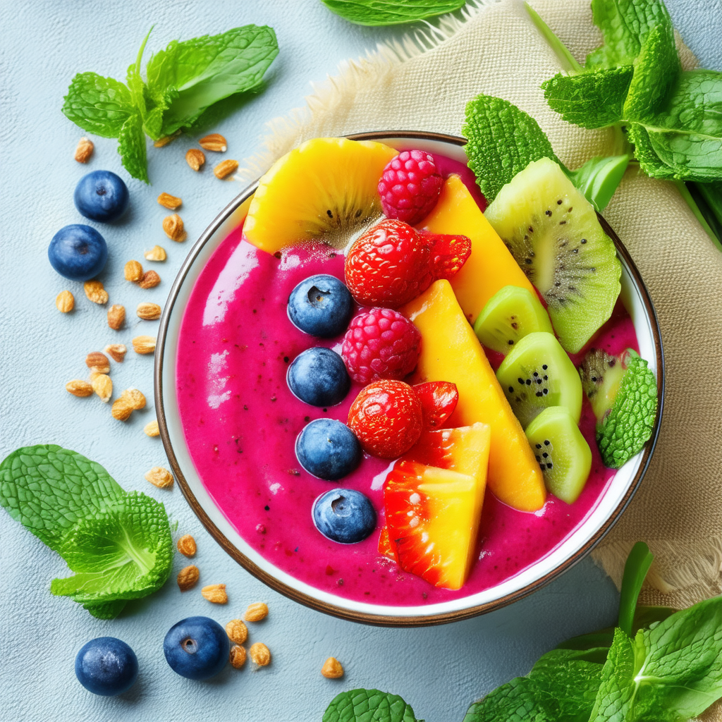 Large bowl filled with a variety of fruits and vegetables