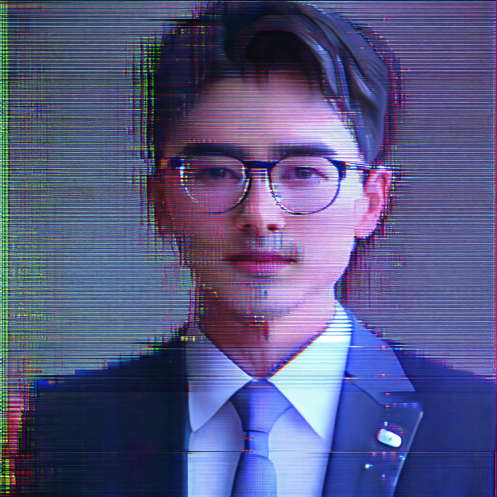 Close-up of a man wearing glasses and a suit