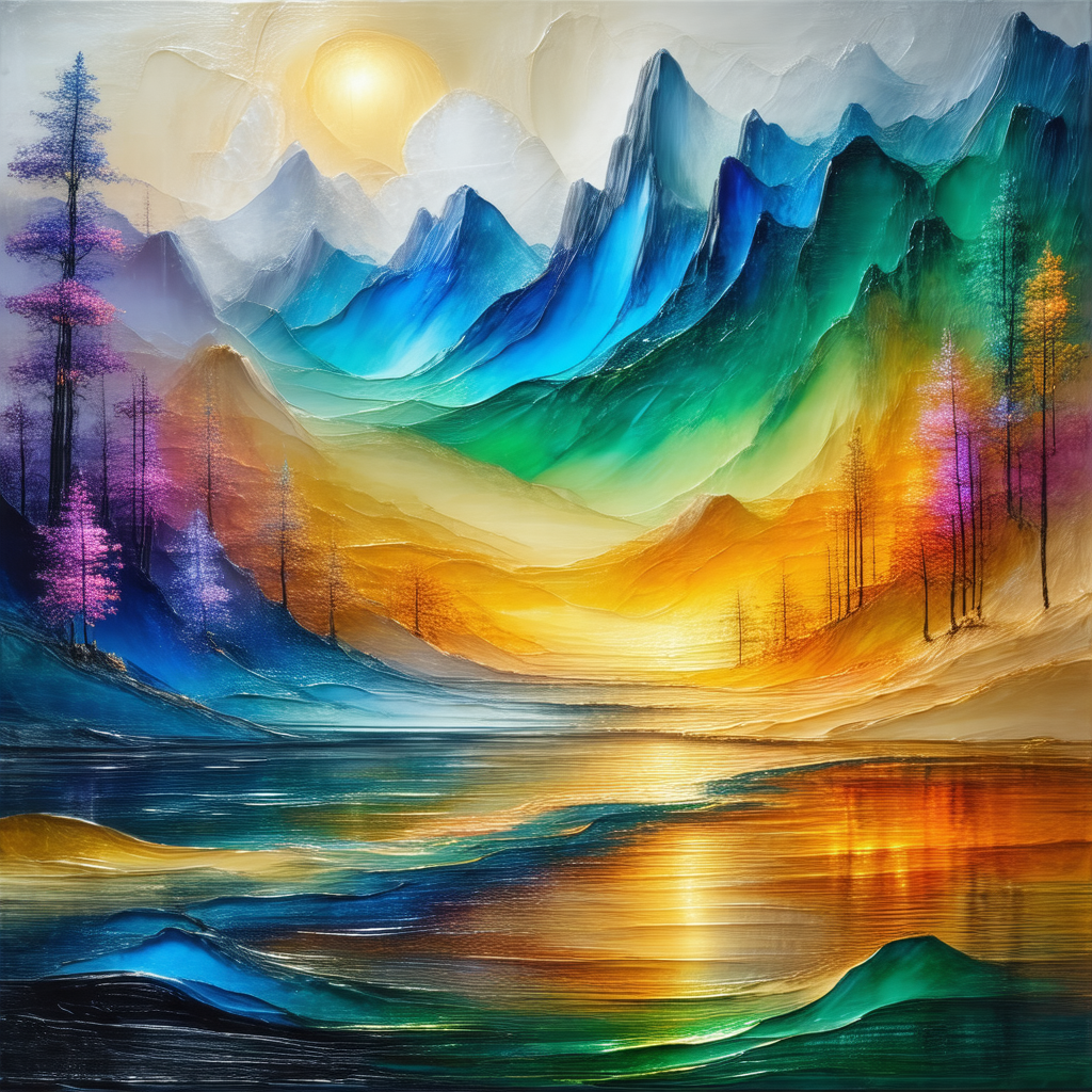 Painting of a beautiful mountain landscape
