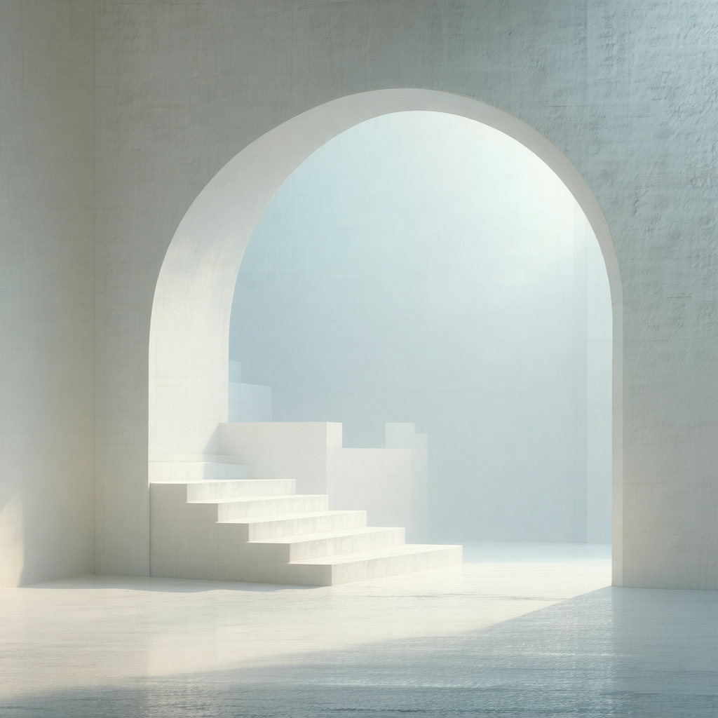 Large, open, and empty room with a white staircase leadin...