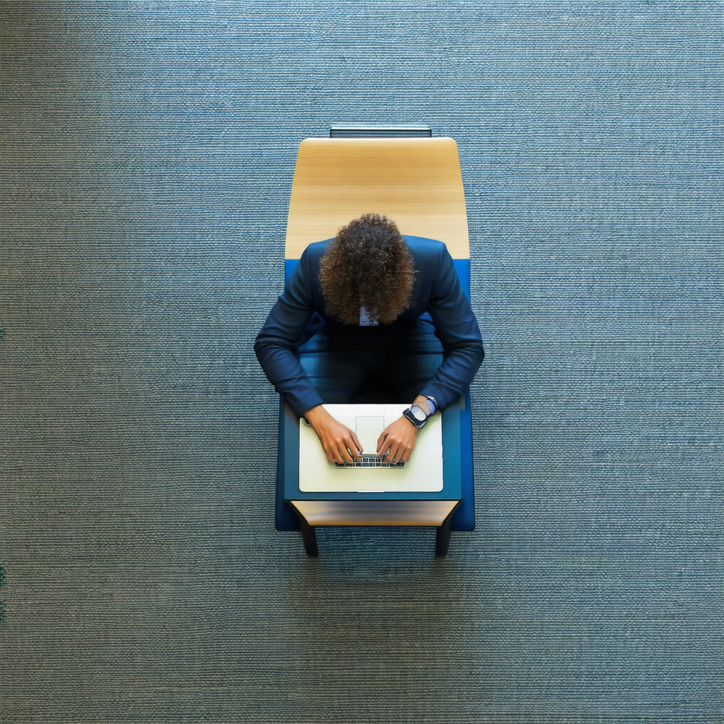 Man sitting at a desk, working on a laptop computer