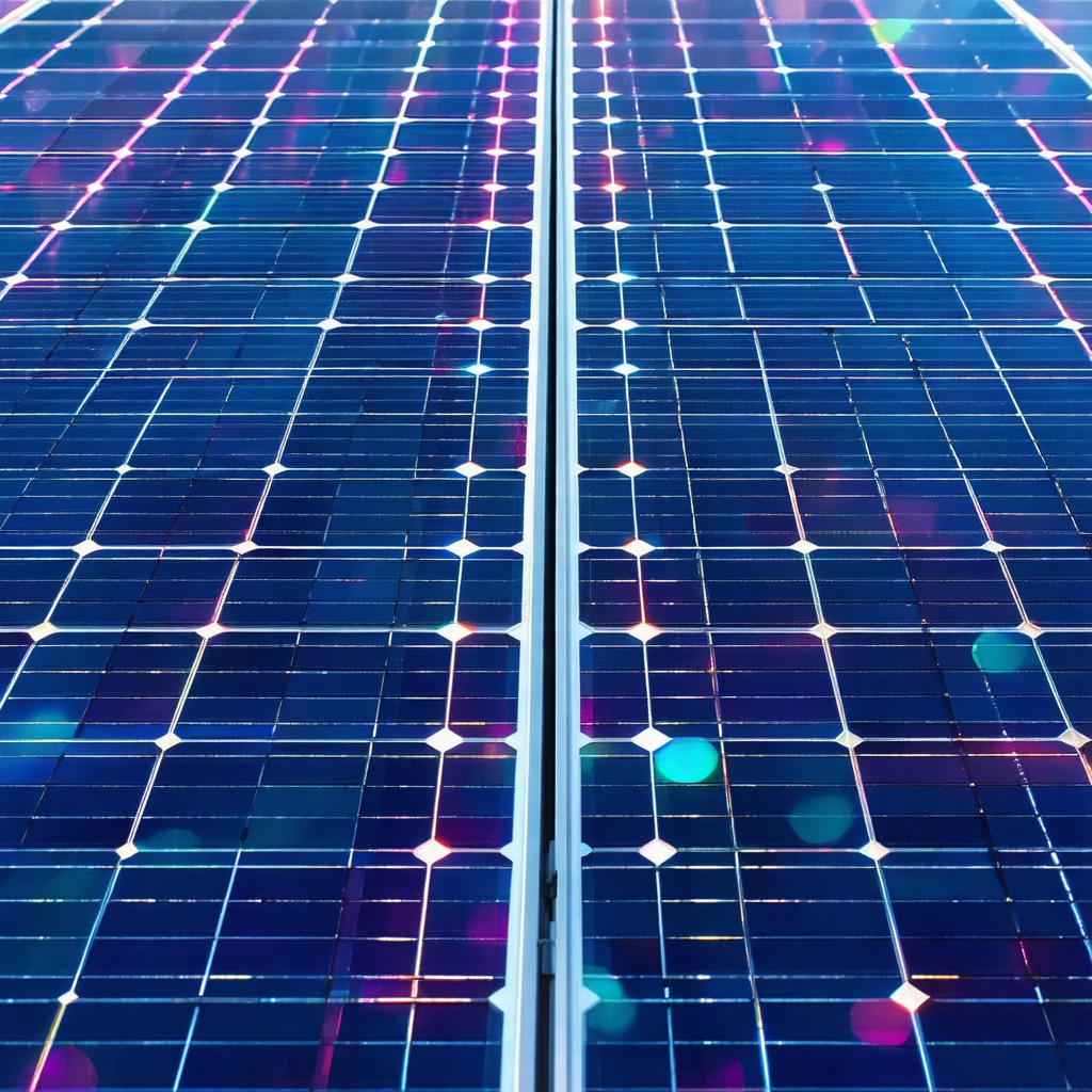 Large solar panel with a row of small, colorful lights on it