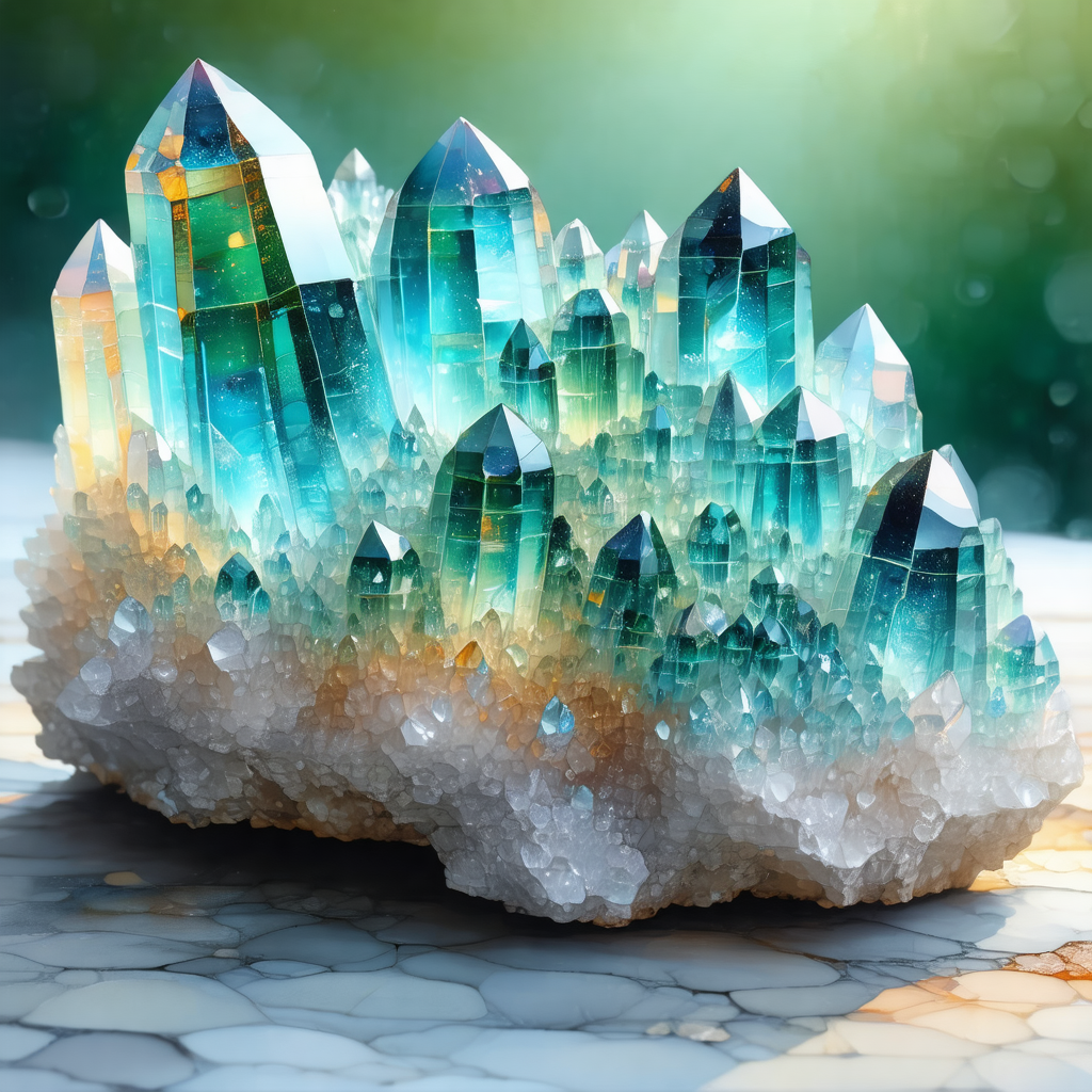 Large, colorful crystal with a variety of smaller crystal...