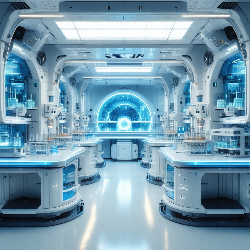 Large, clean, and well-lit laboratory with a variety of e...